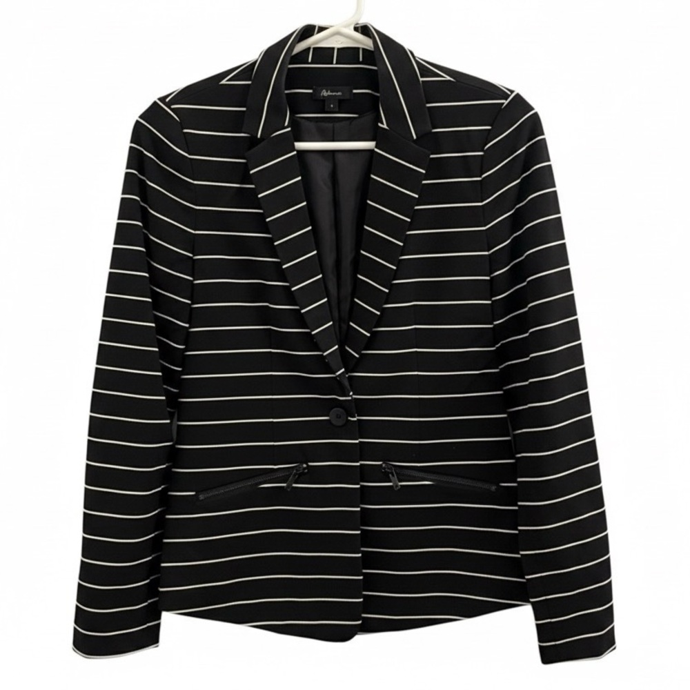 Reitmans | Elegant Black & White Striped Women's Blazer with Button